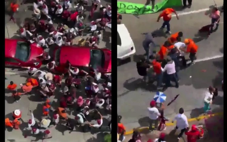 Simpatizantes de Morena y MC se pelan a golpes antes de debate en Jalisco