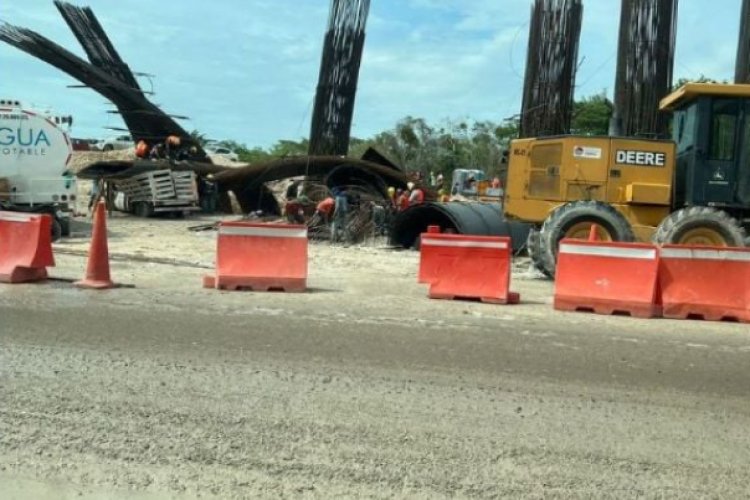 Parte del tramo 7 del Tren Maya cae tras fuertes lluvias en Chetumal