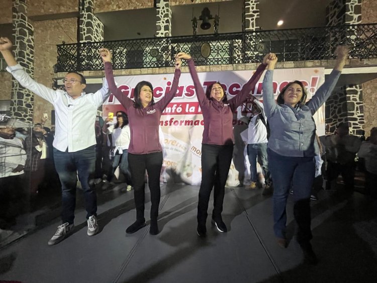 Festejan en Tecámac triunfo de los candidatos de Morena; Mariela Gutiérrez va al Senado