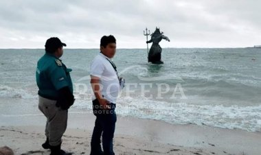 Profepa clausura estatua de Poseidón en Yucatán