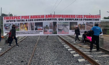 Pobladores de Tultepec bloquean obra de ampliación del Tren Suburbano