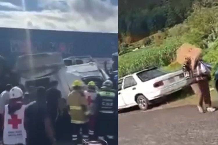 Saquean mercancía de tráiler volcado en la autopista Arco Norte