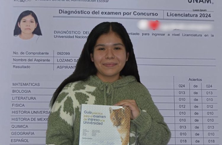 Joven mexiquense obtiene puntaje perfecto en examen de admisión a la UNAM