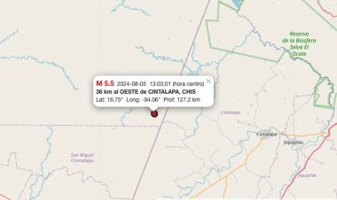 Reportan fuerte sismo en el estado de Chiapas; preliminarmente fue de 6.3 grados