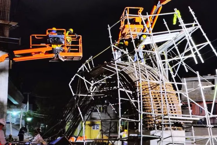 Cae estructura en obra del Trolebús Santa Martha-Chalco en la autopista México-Puebla