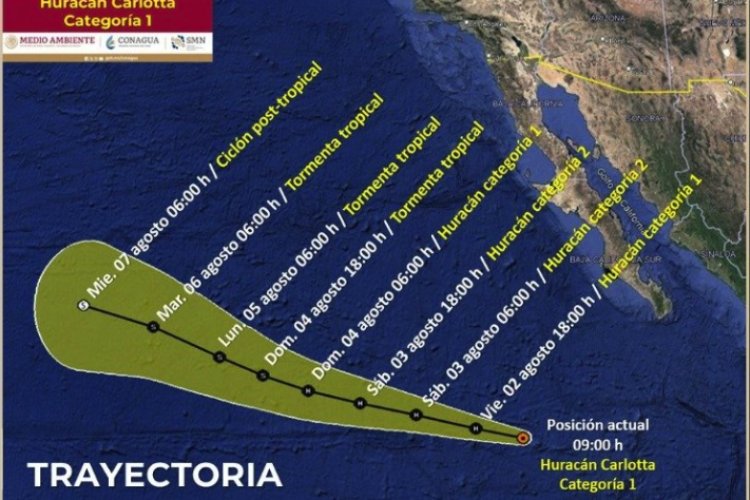 Carlotta se intensifica a huracán; sería el primero de la temporada en entrar por el Pacífico