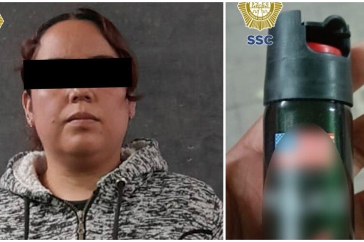 Mujer es detenida por rociar gas pimienta a hombre en un camión en Pantitlán