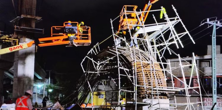 Cae estructura en obra del Trolebús Santa Martha-Chalco en la autopista México-Puebla