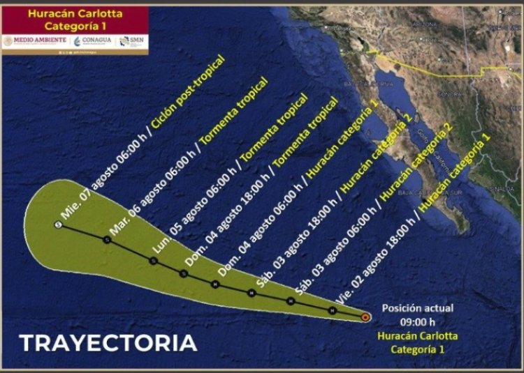 Carlotta se intensifica a huracán; sería el primero de la temporada en entrar por el Pacífico