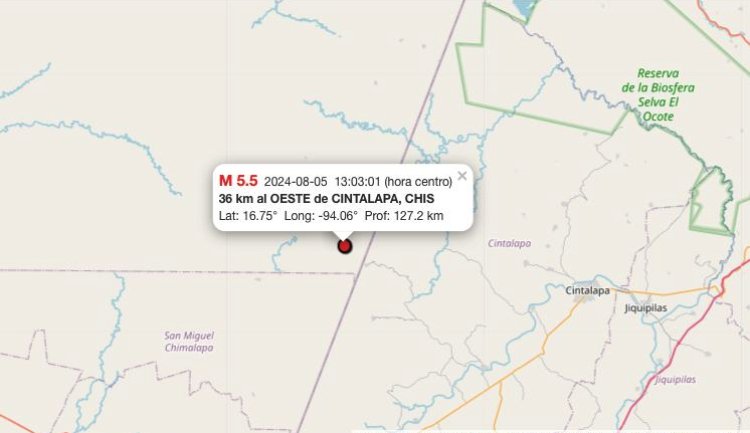 Reportan fuerte sismo en el estado de Chiapas; preliminarmente fue de 6.3 grados