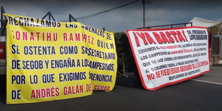 Protesta campesina paraliza carreteras en Tlaxcala