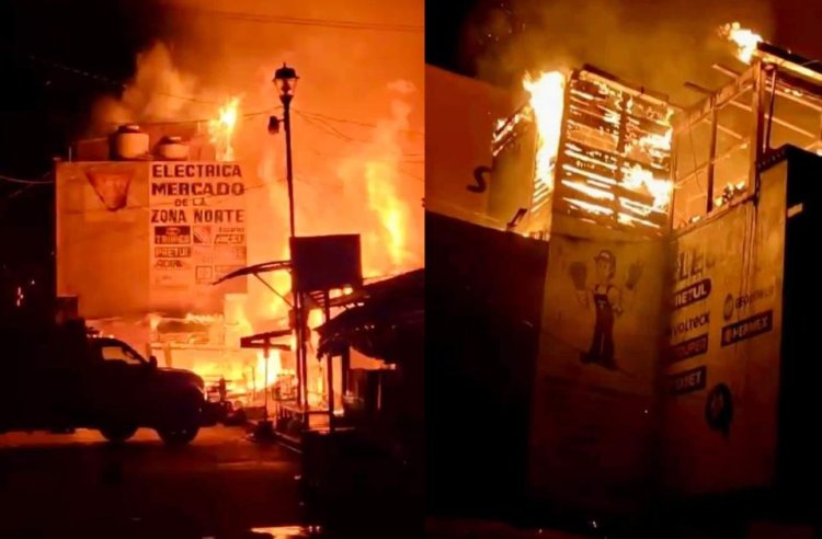 Incendio devora más de 20 locales en mercado de San Cristóbal de las Casas