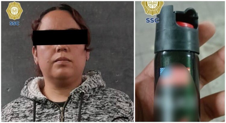 Mujer es detenida por rociar gas pimienta a hombre en un camión en Pantitlán