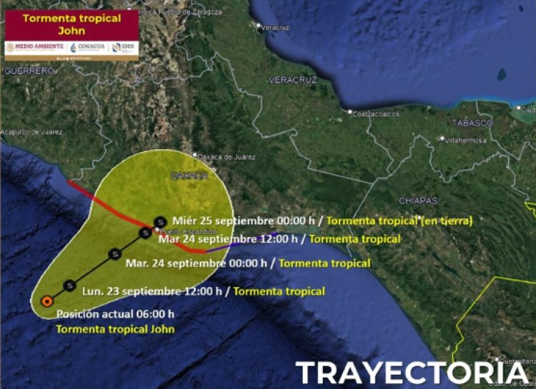 Tormenta tropical John impactará México esta semana