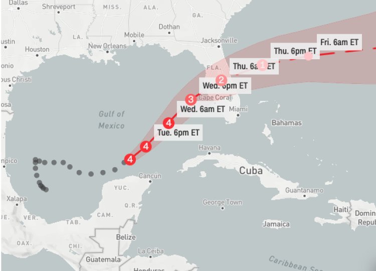 Huracán Milton continúa su avance por la península de Yucatán hacía los EEUU