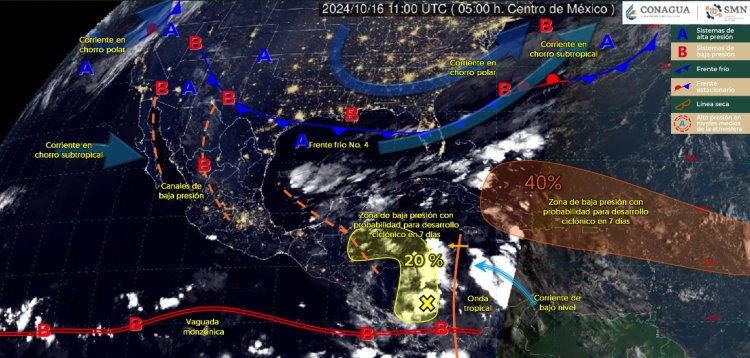 Frente Frío 4 y 5 ocasionarán descenso de temperatura y lluvias en varios estados