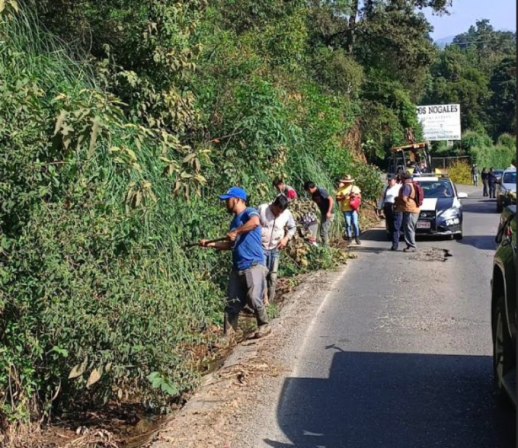 Campesinos se organizan para realizar faenas a falta de mantenimiento en carreteras del Edomex