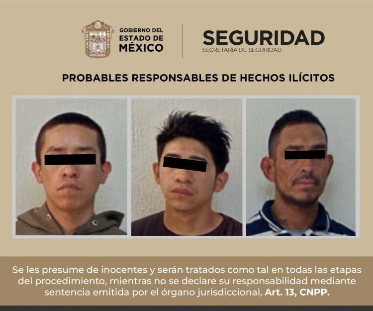 Detienen en Chimalhuacán a tres sujetos presuntamente relacionados con el delito de narcomenudeo