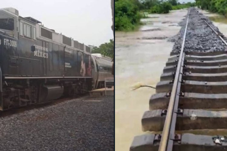 Tren Interoceánico queda varado en Veracruz por inundaciones