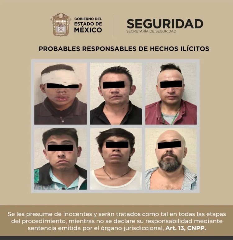 Detienen a siete presuntos responsables de homicidio y tráfico de drogas en Valle de Chalco