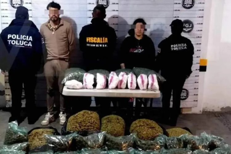 Detienen a pareja con más de 200 kilos de marihuana en Toluca