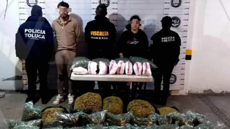 Detienen a pareja con más de 200 kilos de marihuana en Toluca