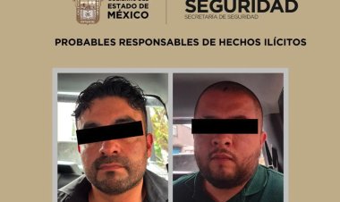 Detienen en Chalco a dos sujetos por su presunta responsabilidad en el delito de extorsión