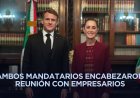 Claudia Sheinbaum recibe a su par francés Macron en visita oficial