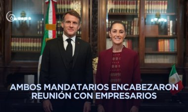 Claudia Sheinbaum recibe a su par francés Macron en visita oficial