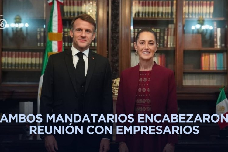 Claudia Sheinbaum recibe a su par francés Macron en visita oficial
