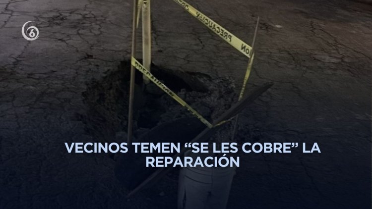 Pipa municipal provoca socavón en Ecatepec y autoridades dejan sólo cintas de precaución