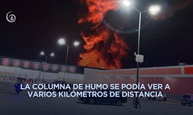 Fuerte incendio consume fábrica de textiles en Ixtapaluca