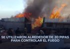 Mueren animales durante incendio de bodega de tarimas en Axapusco