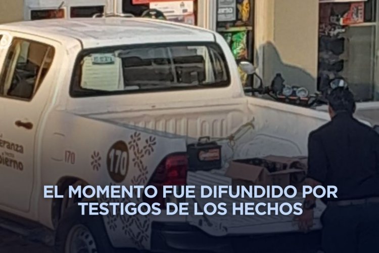 Utilizan camioneta oficial de Poza Rica, Veracruz para comprar cerveza