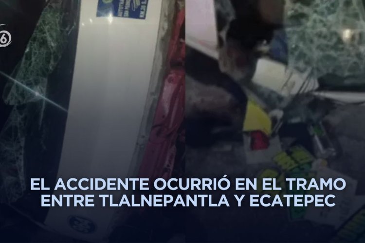 Volcadura de transporte público en la México–Pachuca deja seis lesionados