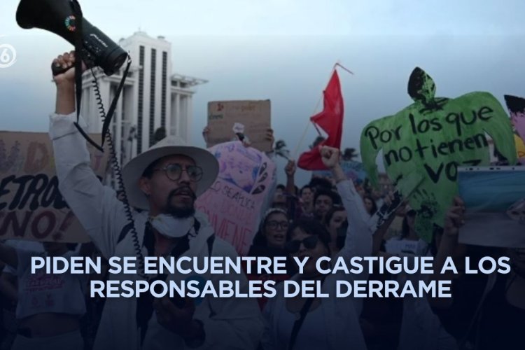 Ambientalistas marchan en Veracruz, exigen transparencia sobre el daño causado por el derrame de hidrocarburo