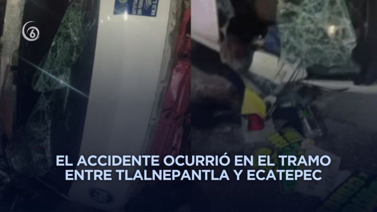 Volcadura de transporte público en la México–Pachuca deja seis lesionados