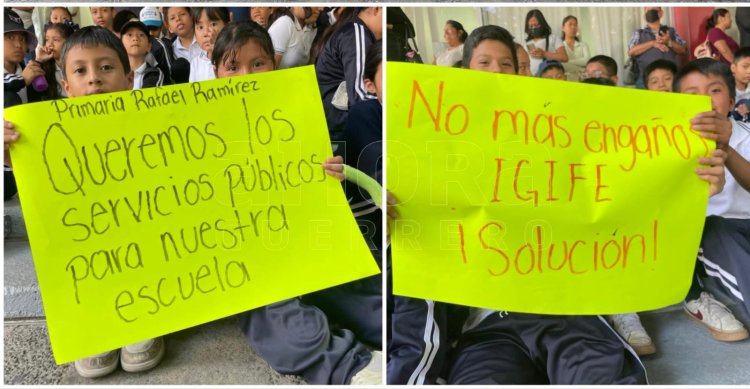 Padres de familia, maestros y alumnos, cierran edificio de Finanzas por retraso en la construcción de escuela